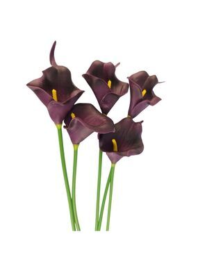 Eggplant Faux Calla Lily Stems 15 Inch Wedding Artificial Flowers Moody Event De